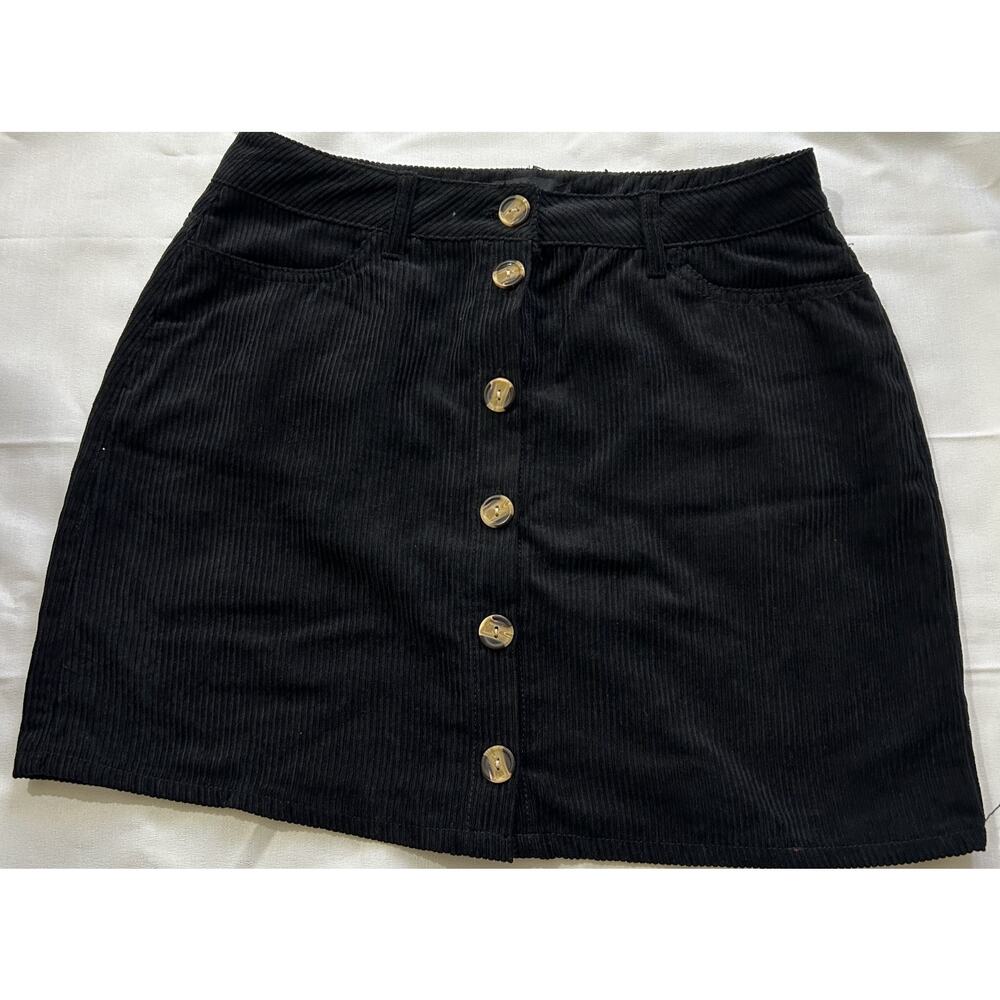 Ambiance Apparel Women's Black Curduroy Mini Skirt Size Medium